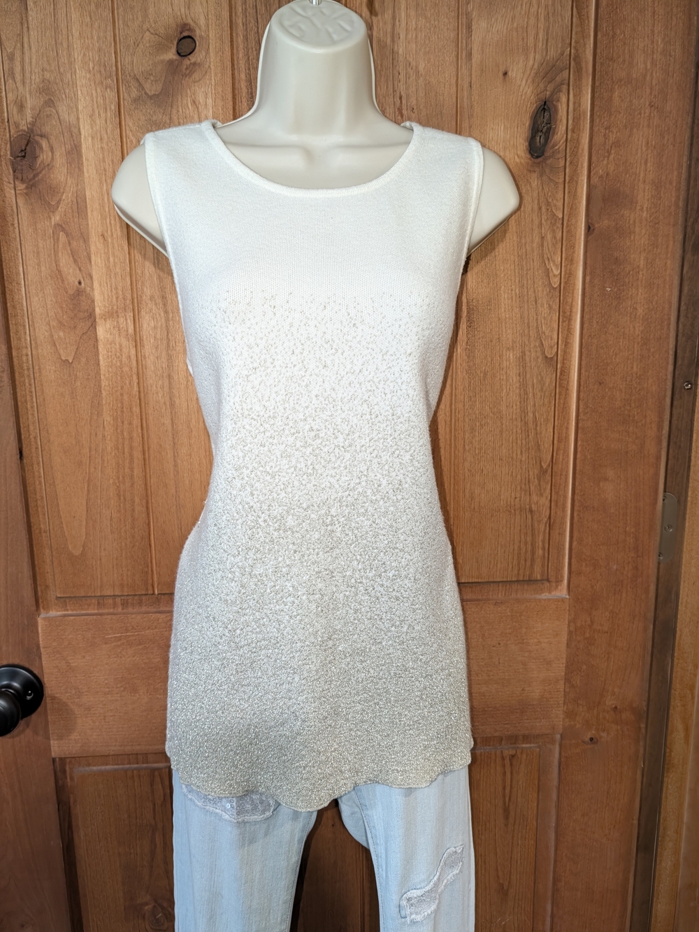 croft & barrow White to Metallic Gold Ombre Sleeveless Knit Tank